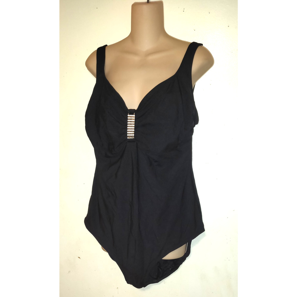 Delta Burke Black Swimsuit Plus Size 22W Rhinestones Vintage Designing Women